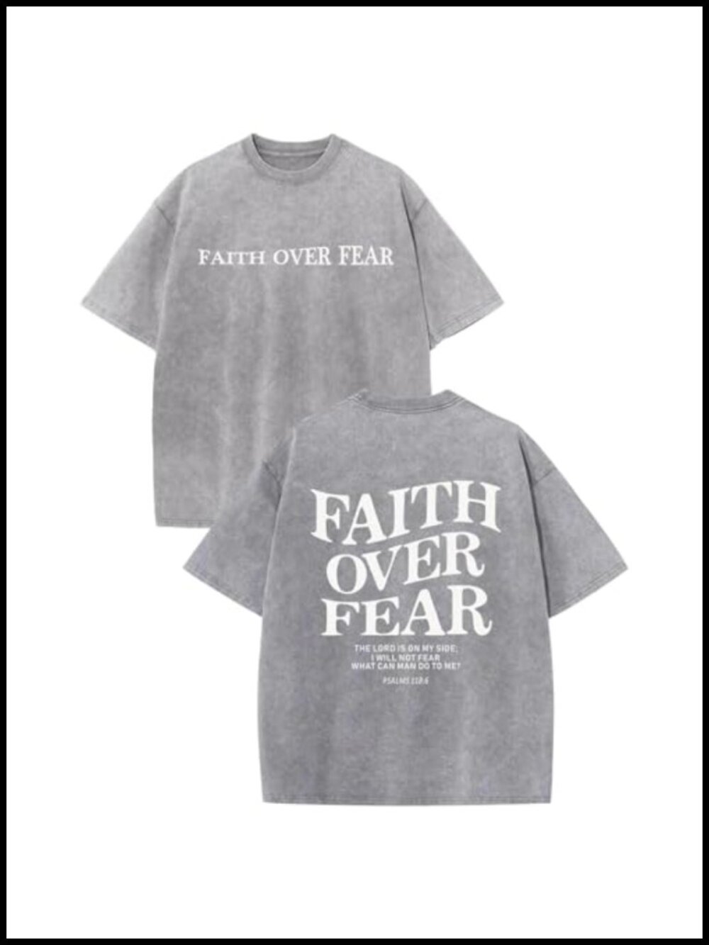 Men's Faith Over Fear Graphic Tee Christian Religious Shirt
